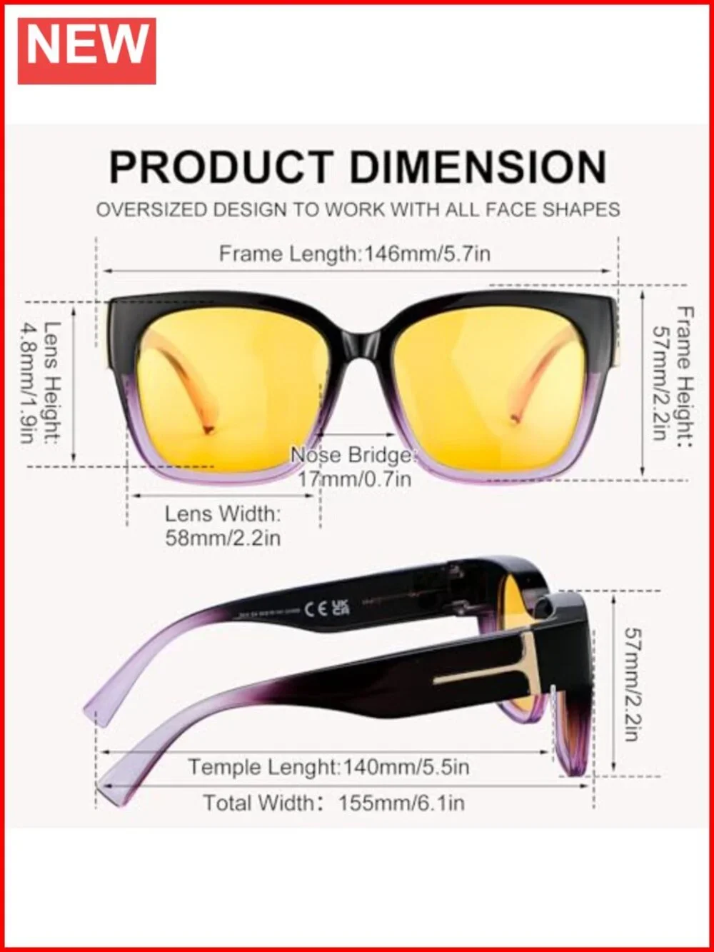 Classic Polarized Night Driving Sunglasses for Men Women